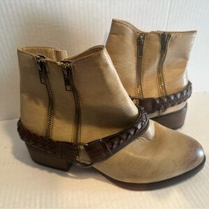 Pierre Dumas Cream and Brown Ankle Boots